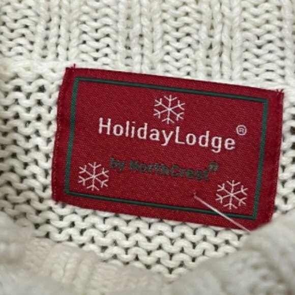 Holiday Lodge Vintage Cream & Blue Turtleneck Sweater Winter Scene Medium NWT - Picture 7 of 10